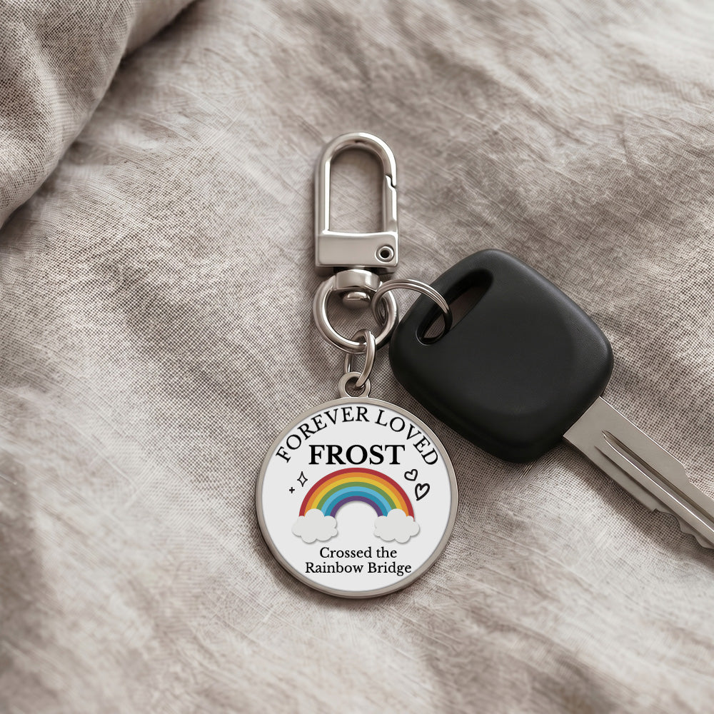 Personalized Pet Memorial Keychain - Rainbow Bridge Remembrance