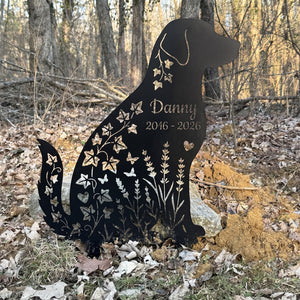 Custom Floral Cutout Metal Pet Memorial Garden Stake