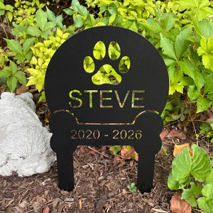Personalized Paw Print Pet Memorial Garden Stake