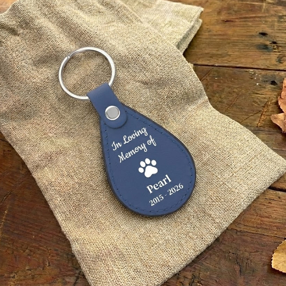 Leather Pet Paw Print Keychain