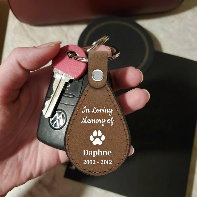 Leather Pet Paw Print Keychain