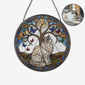 Pet Stained Glass Suncatcher with Tree of Life Window Decor