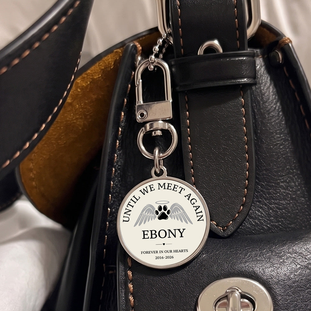 Custom Angel Wings Paw Print Pet Memorial Keychain
