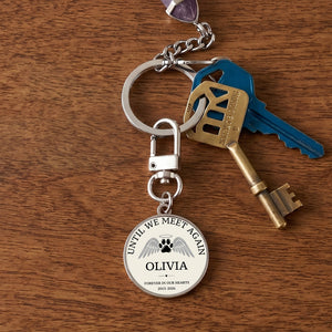 Custom Angel Wings Paw Print Pet Memorial Keychain
