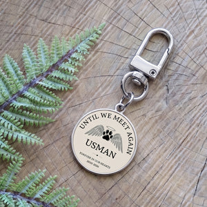 Custom Angel Wings Paw Print Pet Memorial Keychain