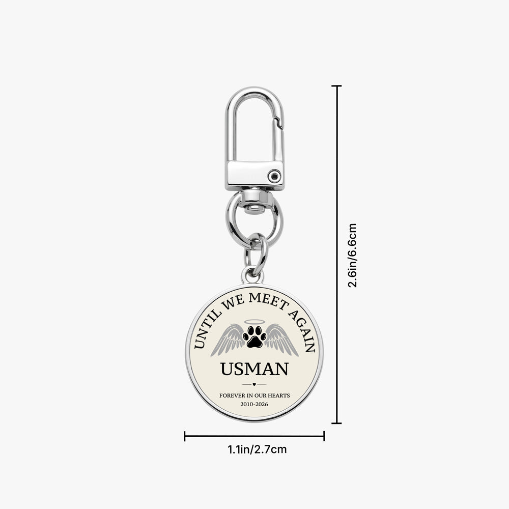Custom Angel Wings Paw Print Pet Memorial Keychain