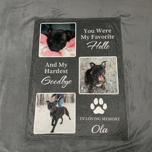 Custom Pet Memorial Photo Blanket | Loss of Pet Sympathy Gift