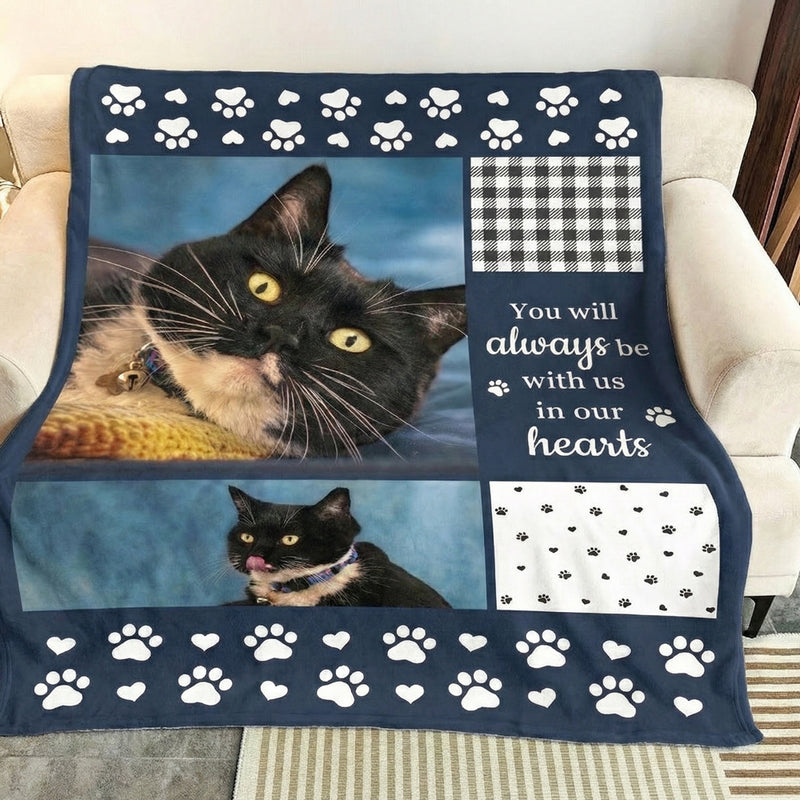 Custom Pet Loss Sympathy Gift Blanket Always in Our Hearts Blanket