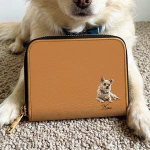 Custom Pet Portrait Minimalist Wallet for Women with Name