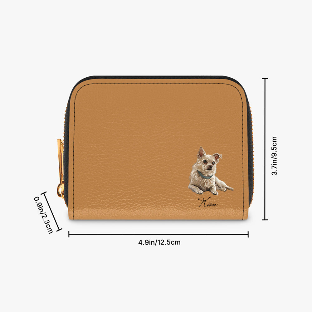 Custom Pet Portrait Minimalist Wallet for Women with Name
