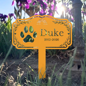 Custom Rainbow Paw Print Pet Memorial Plaque Garden Stake Marker