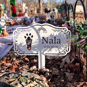 Custom Rainbow Paw Print Pet Memorial Plaque Garden Stake Marker