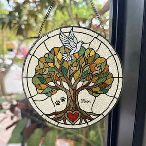Custom Tree of Life Pet Memorial Stained Glass Suncatcher