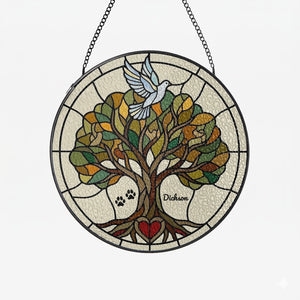 Custom Tree of Life Pet Memorial Stained Glass Suncatcher