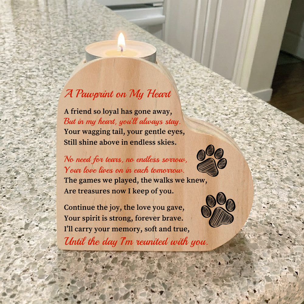 Pet Memorial Heart Shaped Candle Holder