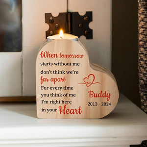 Pet Memorial Heart Wooden Candle Holder