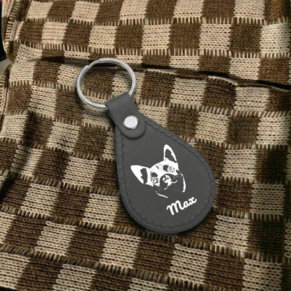Engraved Pet Portrait Keychain