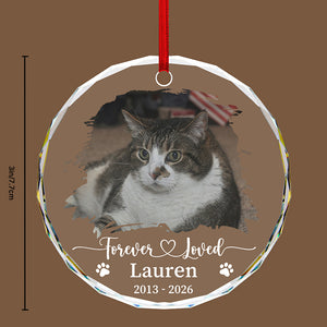 Forever Loved Personalized Pet Memorial Glass Ornament with Photo