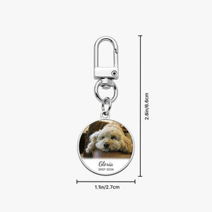 Minimalist Pet Memorial Round Keychain Custom Photo Name Date