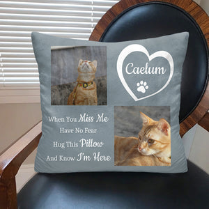 Personalized Pet Memorial Pillow with 2 Photos & Name