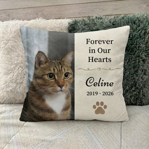 Personalized Pet Photo Memorial Pillow with Paw Print