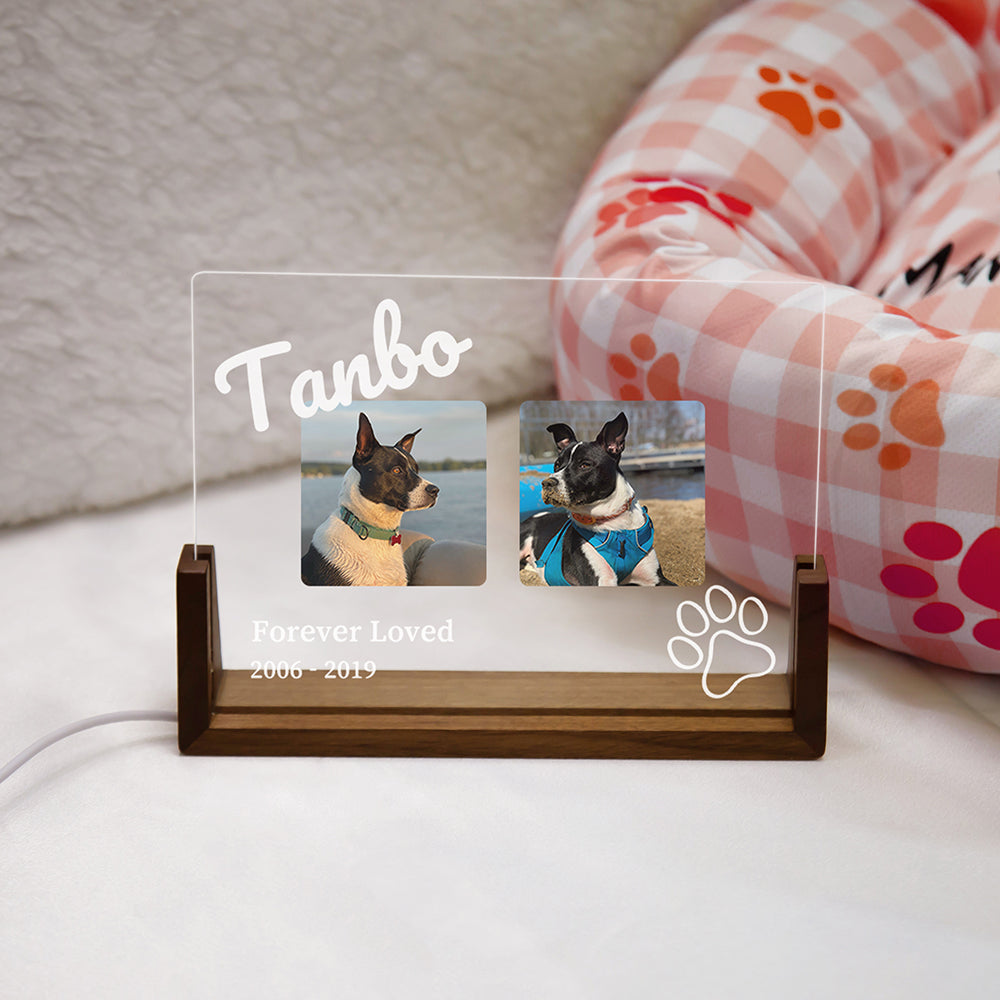 Personalized Pet LED Acrylic Memorial Plaque