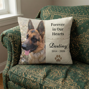 Personalized Pet Photo Memorial Pillow with Paw Print
