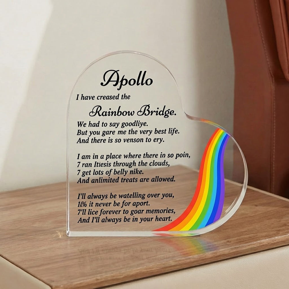 Personalized Heart Acrylic Block for Pet Loss