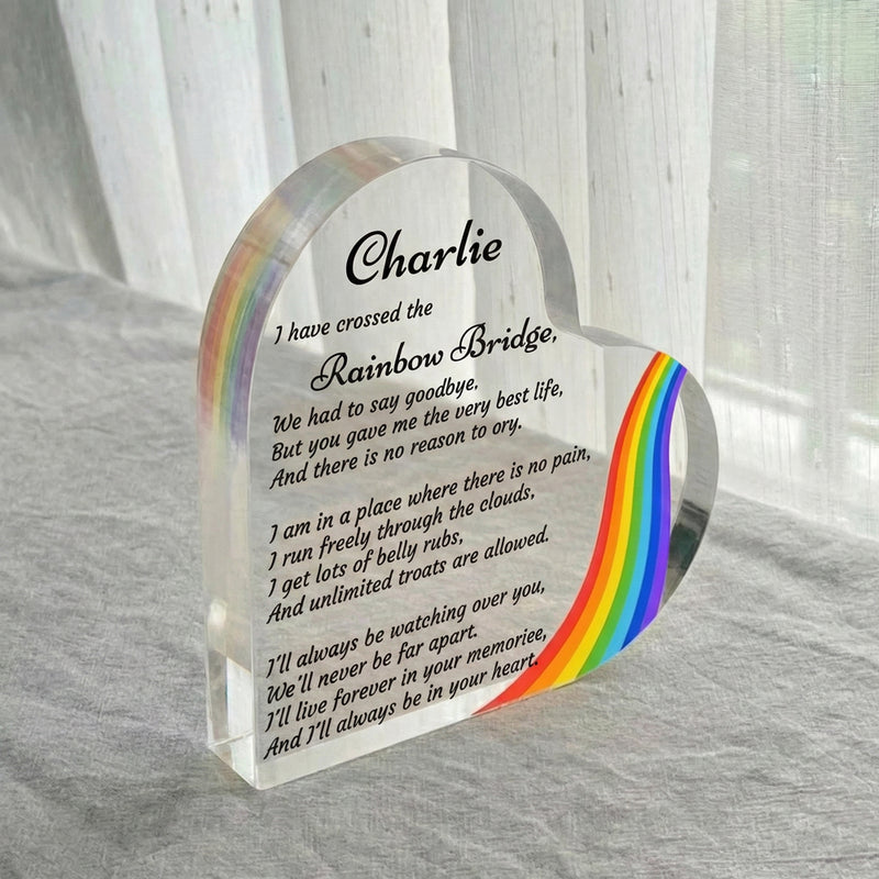 Personalized Heart Acrylic Block for Pet Loss