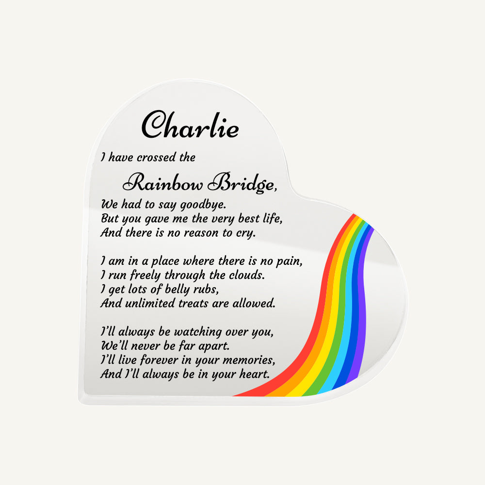 Personalized Heart Acrylic Block for Pet Loss