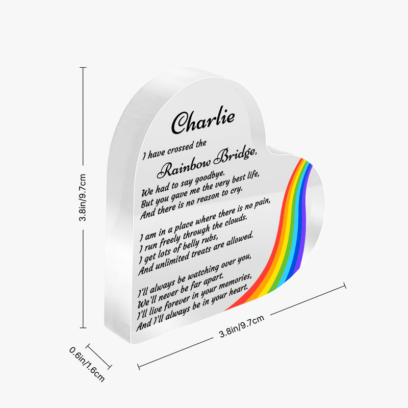 Personalized Heart Acrylic Block for Pet Loss