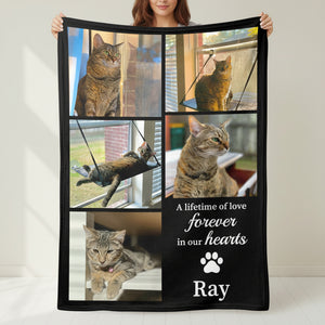 Personalized Memorial Blanket with 5 Photo Collage - Custom Pet Loss Gift for Pet Lovers