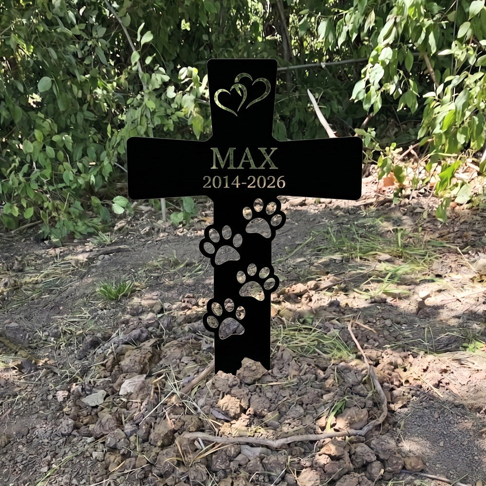 Personalized Pet Memorial Cross Stake Grave Marker