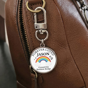 Personalized Pet Memorial Keychain - Rainbow Bridge Remembrance Gift
