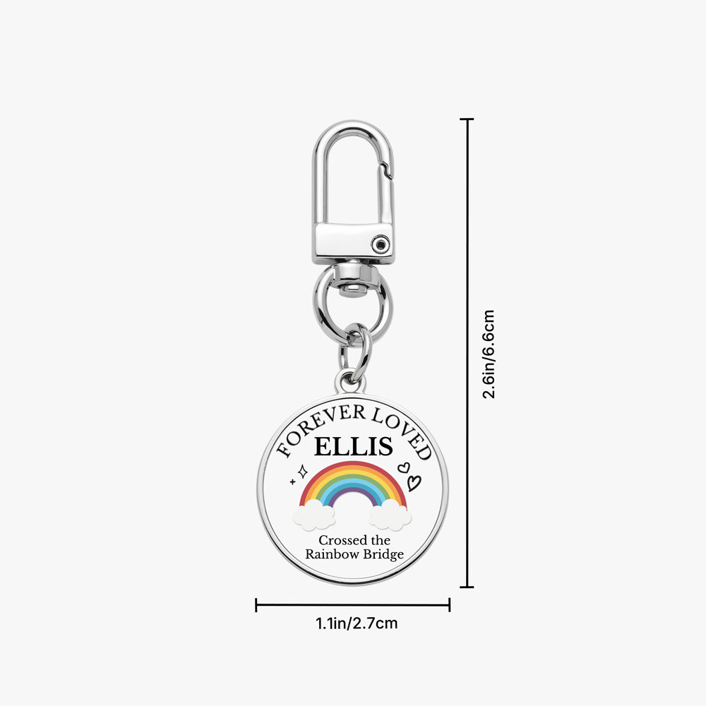 Personalized Pet Memorial Keychain - Rainbow Bridge Remembrance Gift