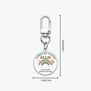 Personalized Pet Memorial Keychain - Rainbow Bridge Remembrance Gift