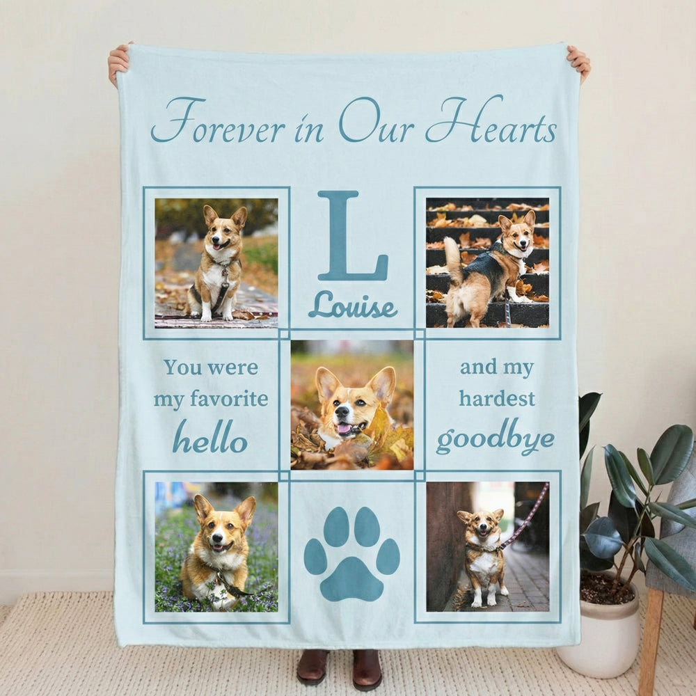 Personalized Photo Collage Blanket - Pet Loss Gift with Name & Multiple Pictures