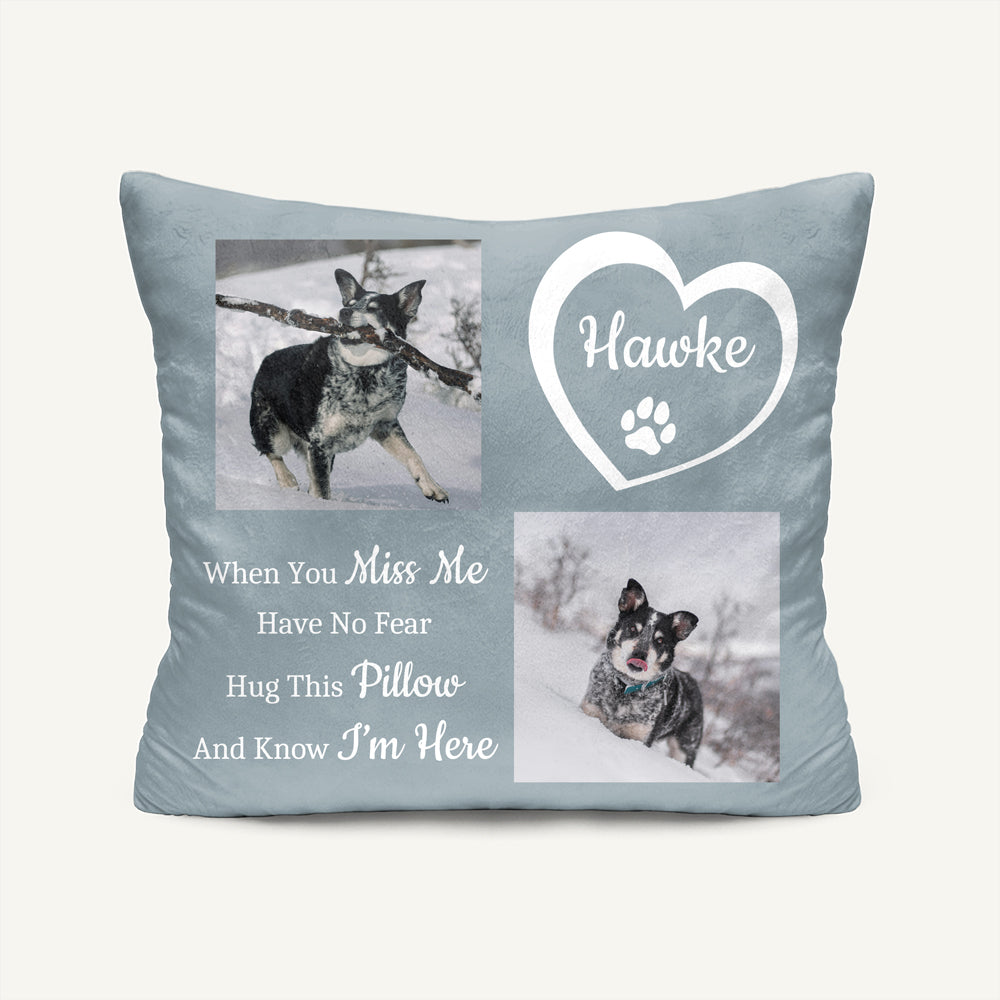 Personalized Pet Memorial Pillow with 2 Photos & Name