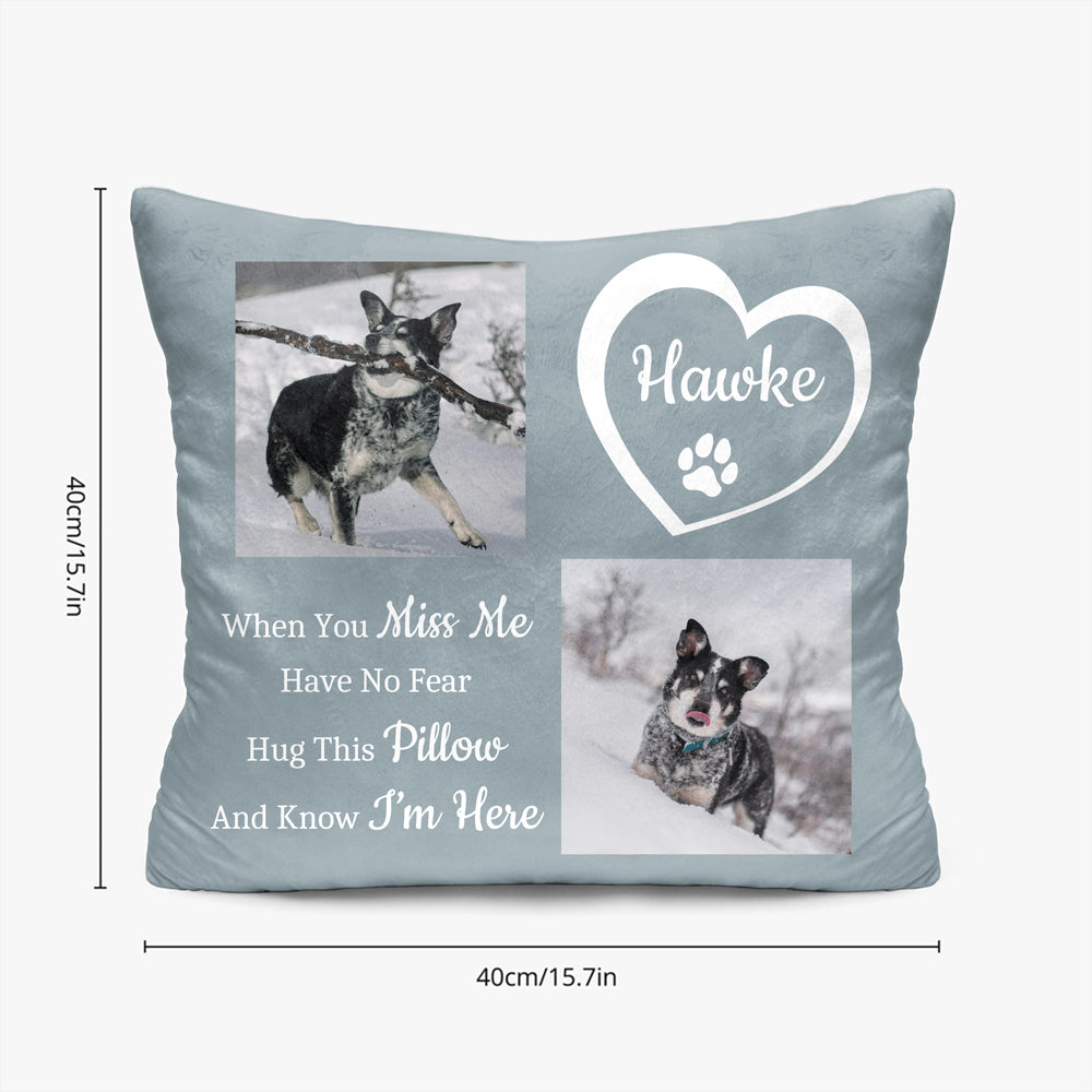 Personalized Pet Memorial Pillow with 2 Photos & Name