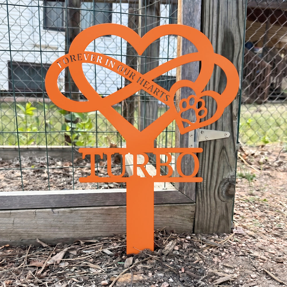 Personalized Pet Memorial Stake Infinity Heart Paw Print Grave Marker