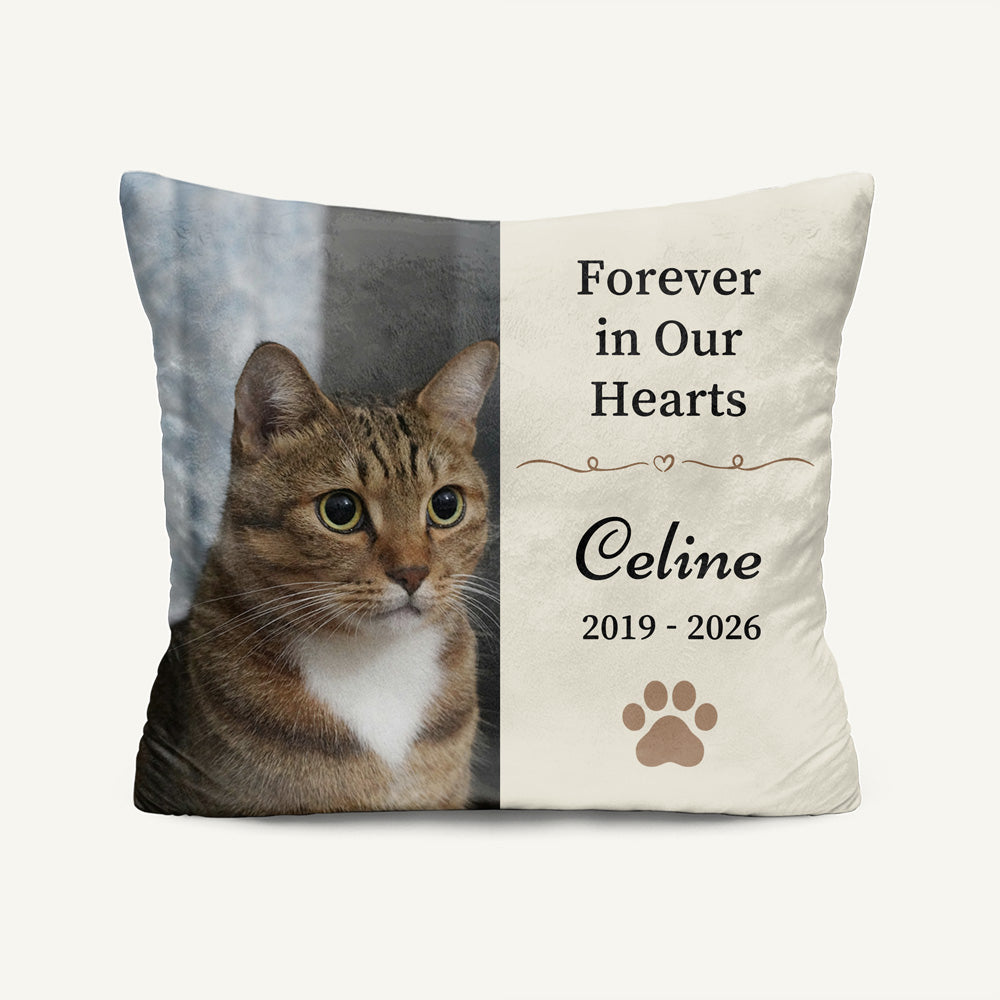 Personalized Pet Photo Memorial Pillow with Paw Print