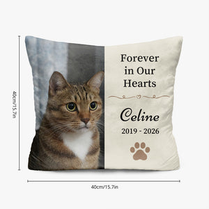 Personalized Pet Photo Memorial Pillow with Paw Print