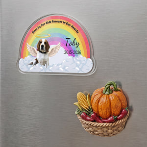 Personalized Rainbow Bridge & Angel Wings Pet Memorial Fridge Magnet