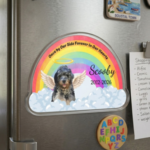 Personalized Rainbow Bridge & Angel Wings Pet Memorial Fridge Magnet