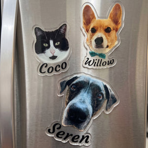 Pet Face Shaped Magnet with Name