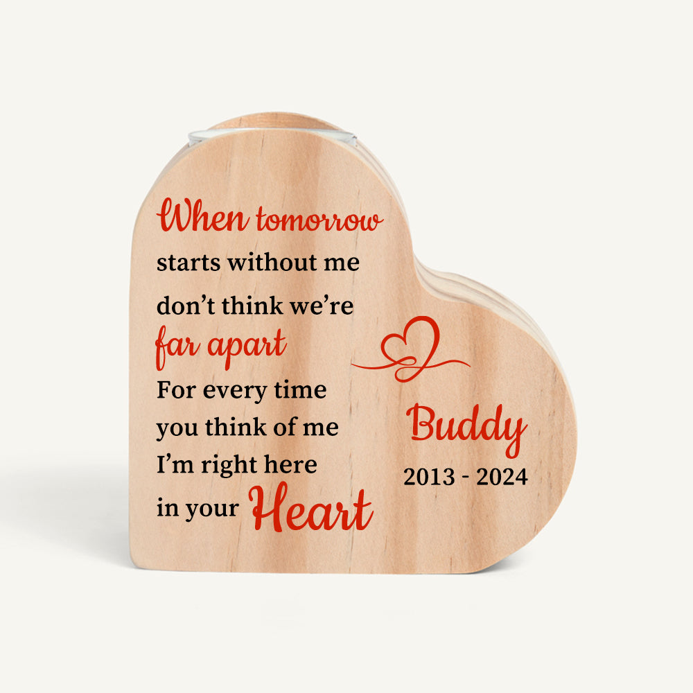 Pet Memorial Heart Wooden Candle Holder