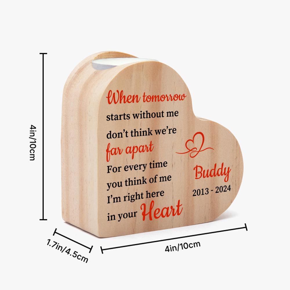 Pet Memorial Heart Wooden Candle Holder