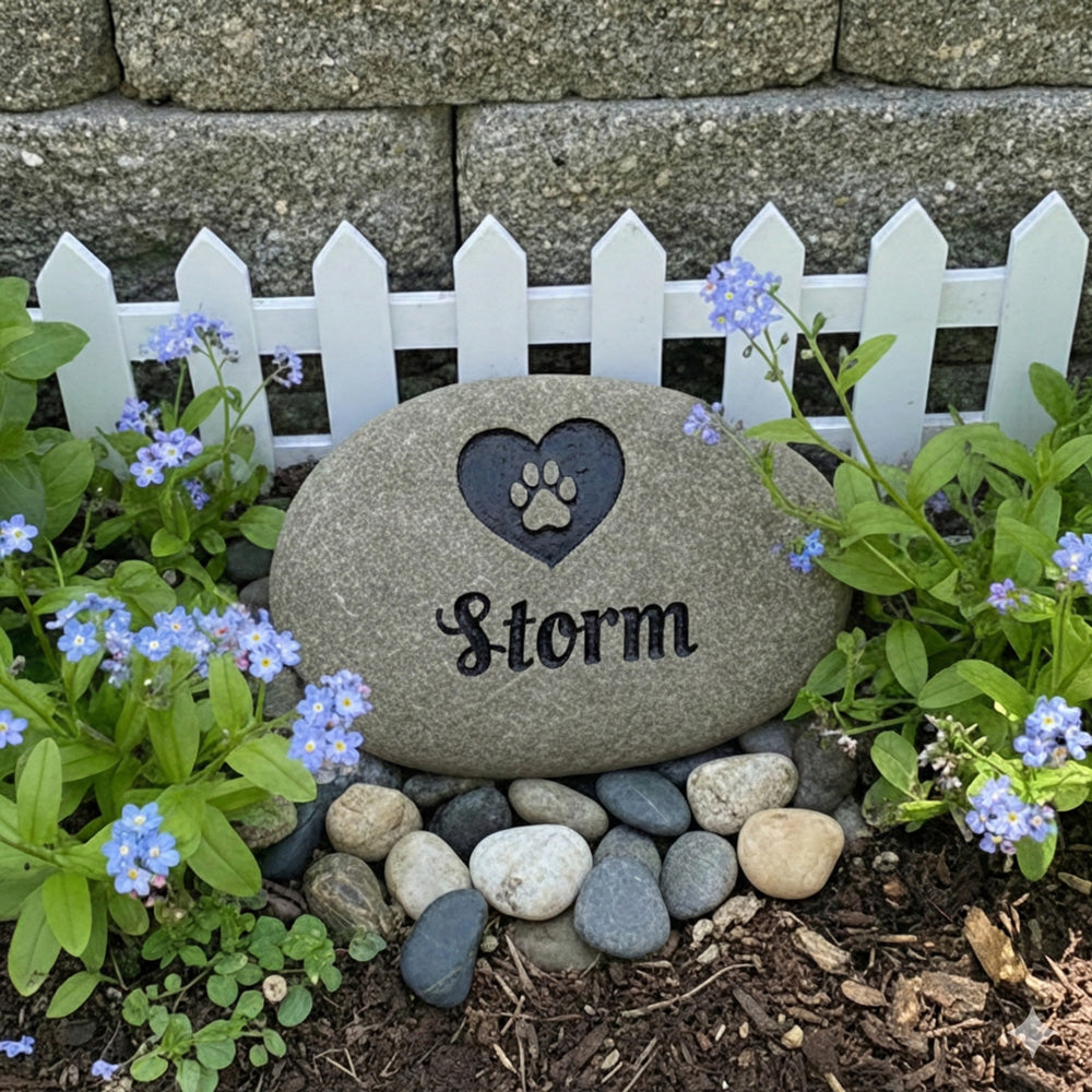 Pet Memorial Natural River Rock