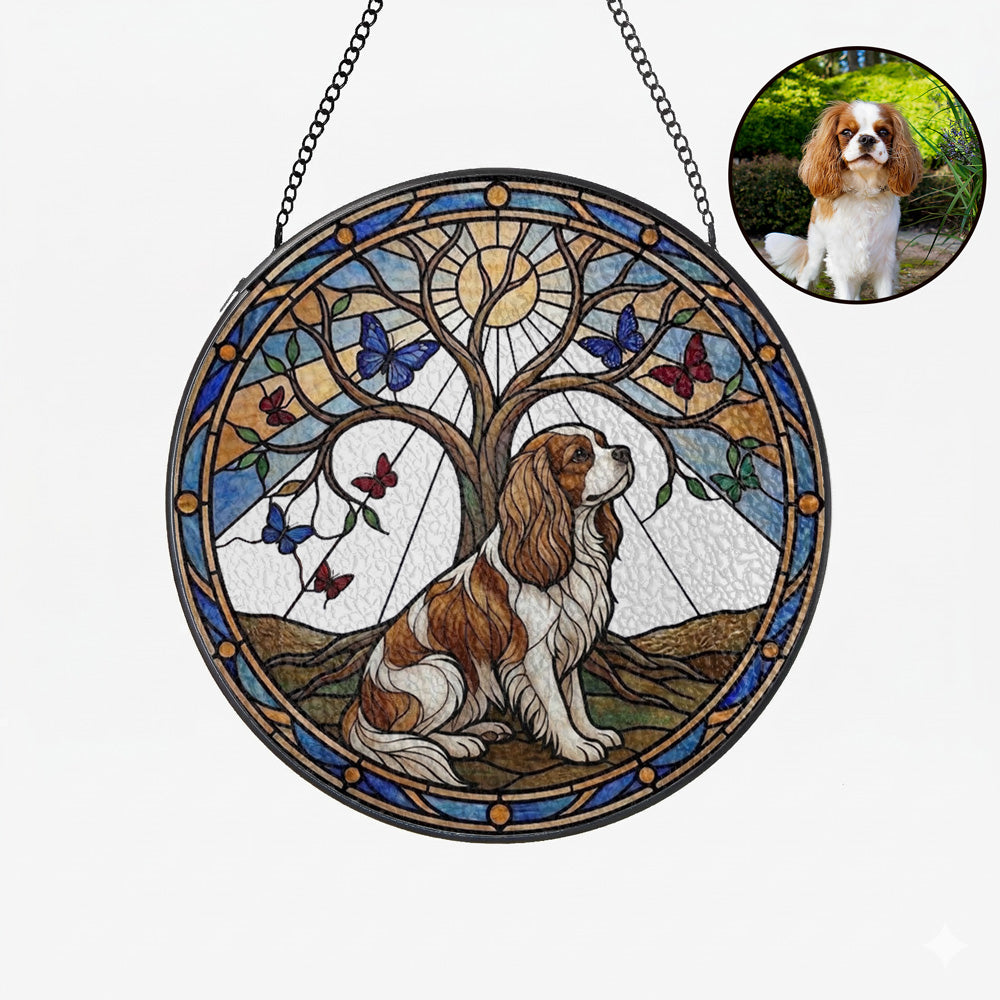 Pet Stained Glass Suncatcher with Tree of Life Window Decor