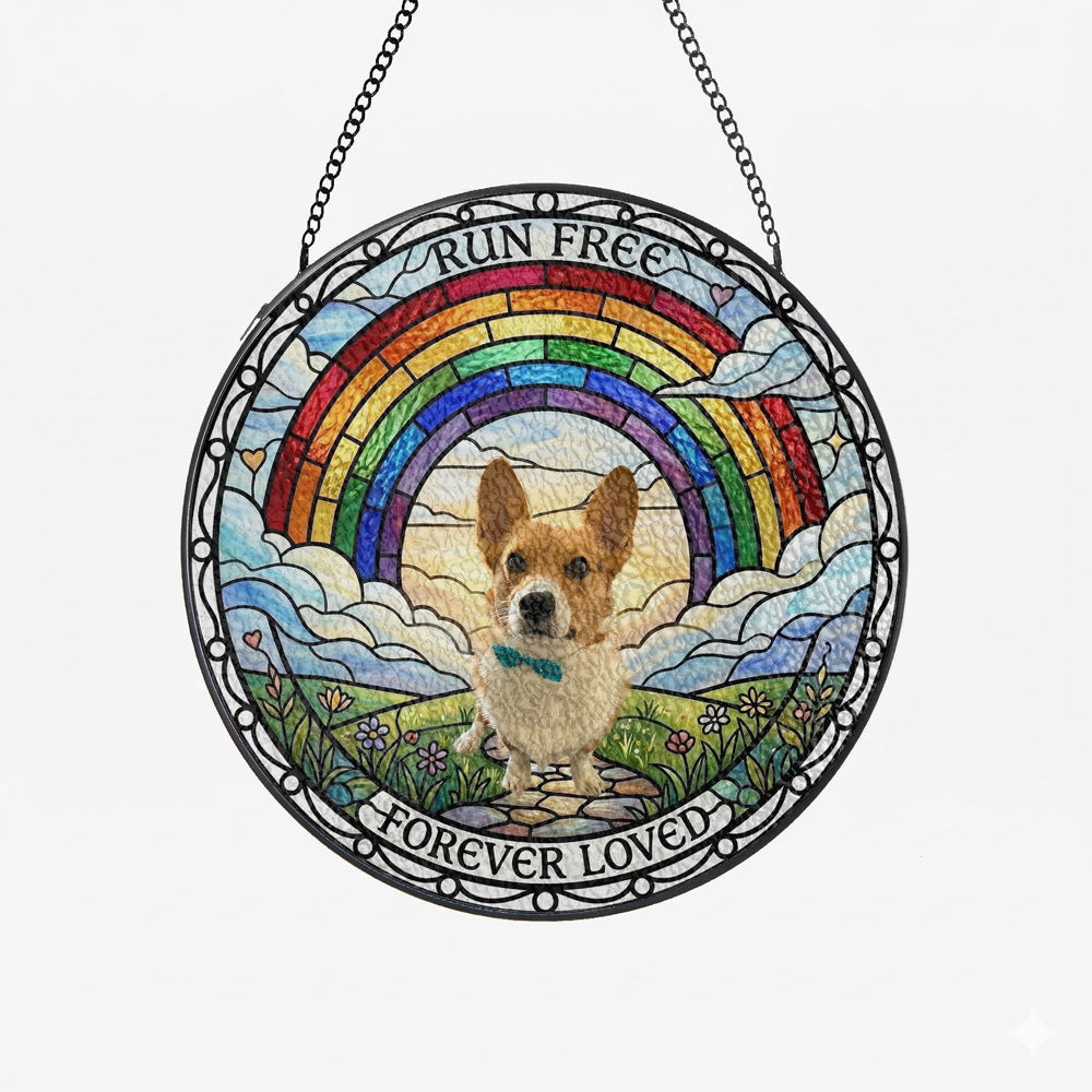 Rainbow Bridge Memorial Stained Glass Suncatcher